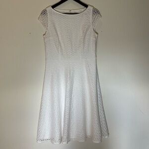 Black Label by Evan-Picone White Lace Cap Sleeve Fit & Flare Dress Sz 8
